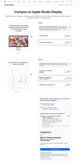 Monitor Studio Display Apple con Supporto Regolabile