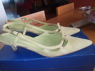 Zapatos de ante verde menta