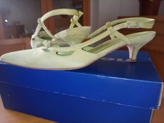 Zapatos de ante verde menta