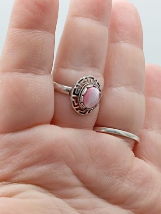 Anillo plata 925 ojo de gato rosa