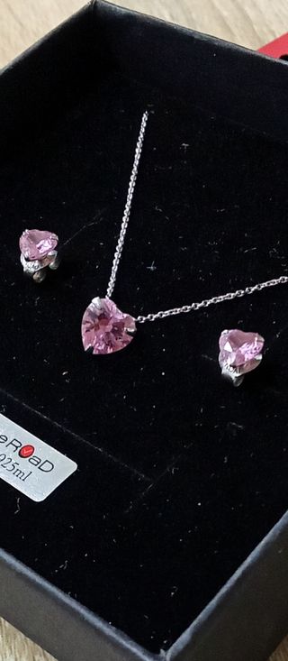 Collar y pendientes rosa Time Road de PLATA 
