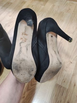 LOTE 3 pares Botines negros tacón 38-39