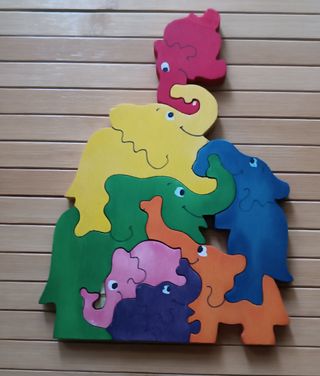 Puzzle Elefantes Madera Infantil