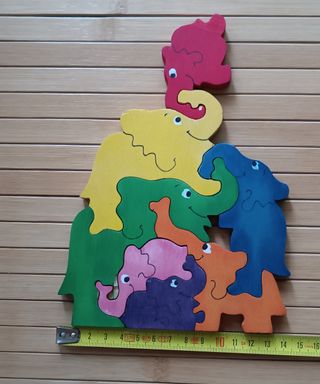 Puzzle Elefantes Madera Infantil