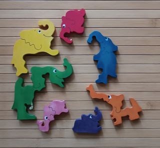 Puzzle Elefantes Madera Infantil