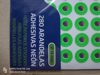 280 arandelas refuerzo adhesivas de neón 