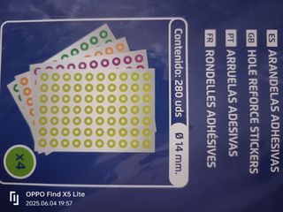 280 arandelas refuerzo adhesivas de neón 