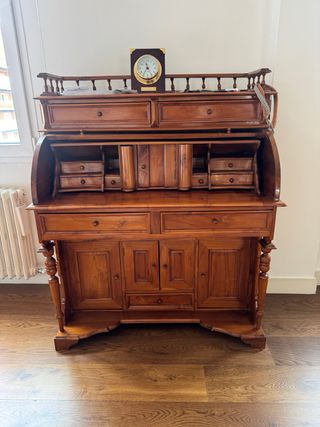 Escritorio bureau cilíndrico de madera maciza