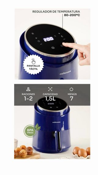 Freidora aire Mellerware 1,5L - Azul