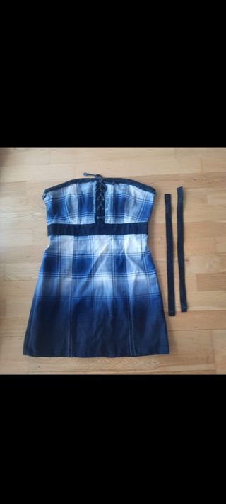 Vestido cuadros azul y blanco