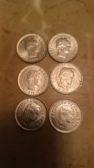 6 Monedas Colombianas - 1968-1970
