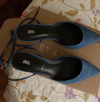 Zapatos Zara tacón bajo - Azul