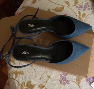 Zapatos Zara tacón bajo - Azul