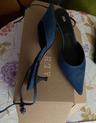 Zapatos Zara tacón bajo - Azul