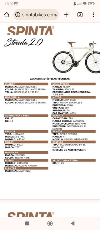 Bicicleta eléctrica Spinta