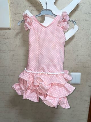 Traje gitana niña rosa lunares