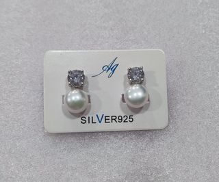 Pendientes plata de ley y perla cultivada Tú y yo