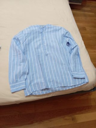 5 Camisas Manga Larga Mango - Beige y Azul
