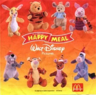 9 Peluches McDonald's Disney 1998 y 2000