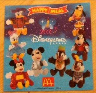 9 Peluches McDonald's Disney 1998 y 2000
