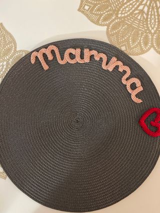Tovaglietta Mamma - Rattan Grigio Rosa