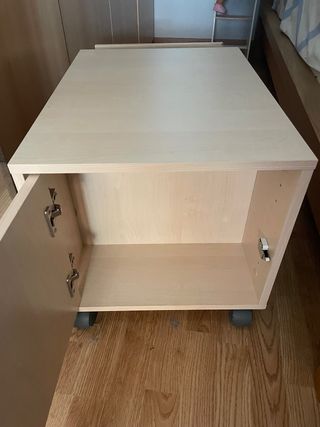 Cajonera madera 2 cajones y compartmento trasero