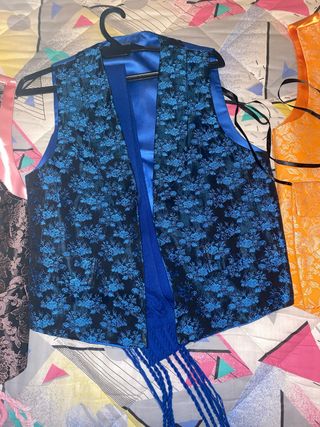 Chaleco azul bordado - Traje huertano