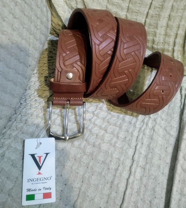 Cinturón Ingegno Piel Marrón Trenzado 130 cm