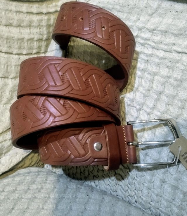 Cinturón Ingegno Piel Marrón Trenzado 130 cm