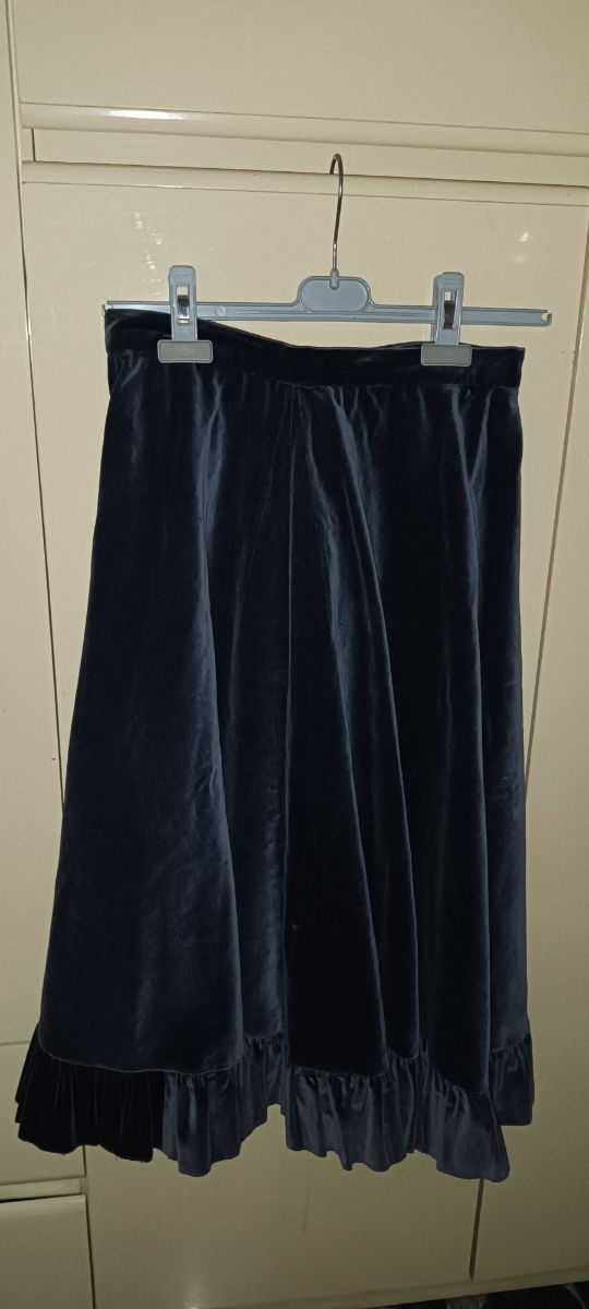 Gonna velluto grigio /blu