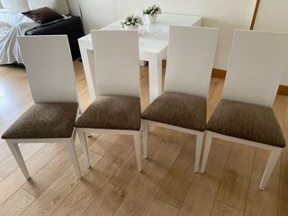 4 sillas comedor - blanco y marrón