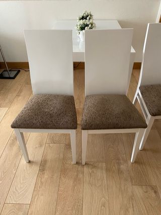 4 sillas comedor - blanco y marrón