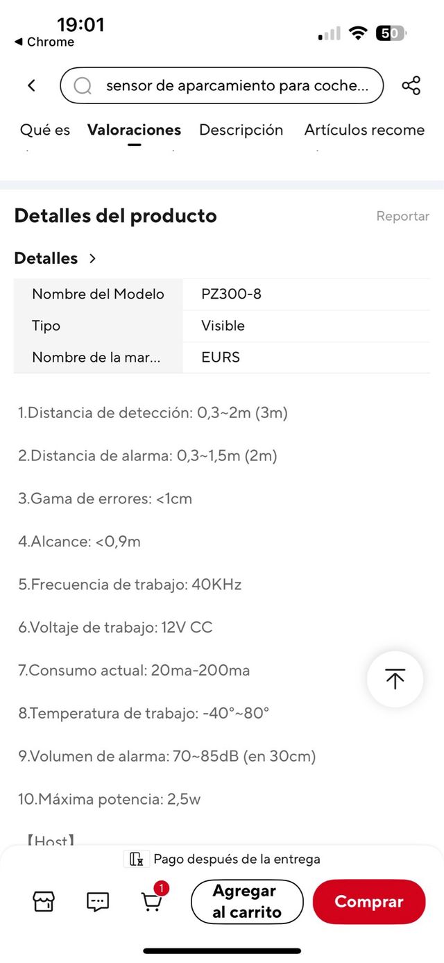 Sistema aparcamiento 8 sensores
