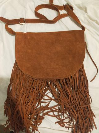 Bolso ante marrón flecos