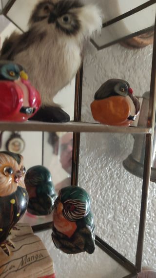 2 estanterías + colección buhos