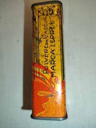 Scatola latta vintage per polvere da caccia