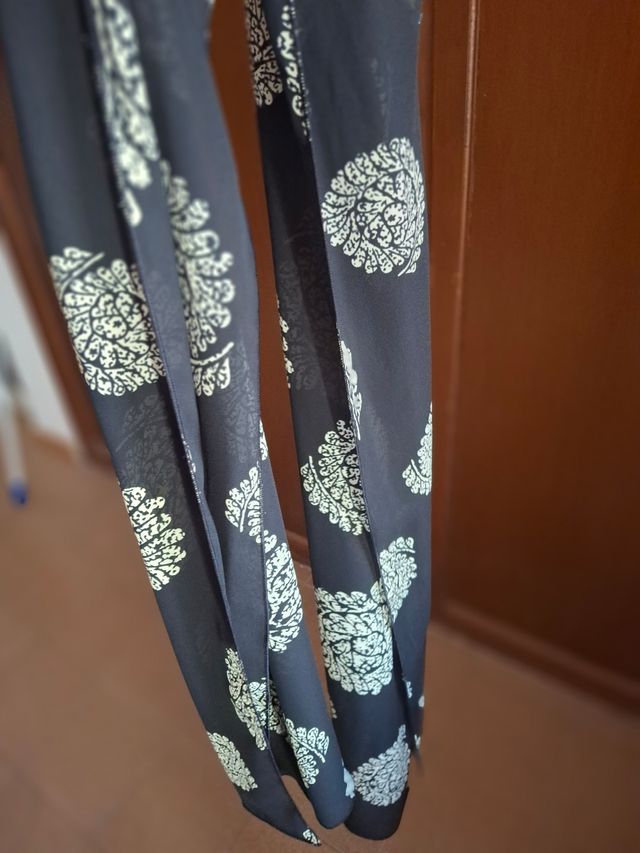 Vestido largo naranja y morado