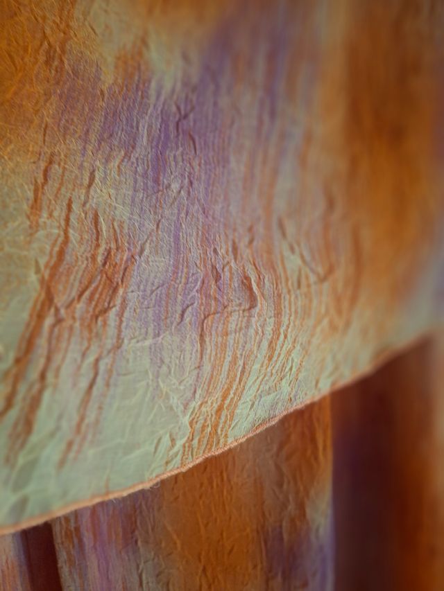 Vestido largo naranja y morado