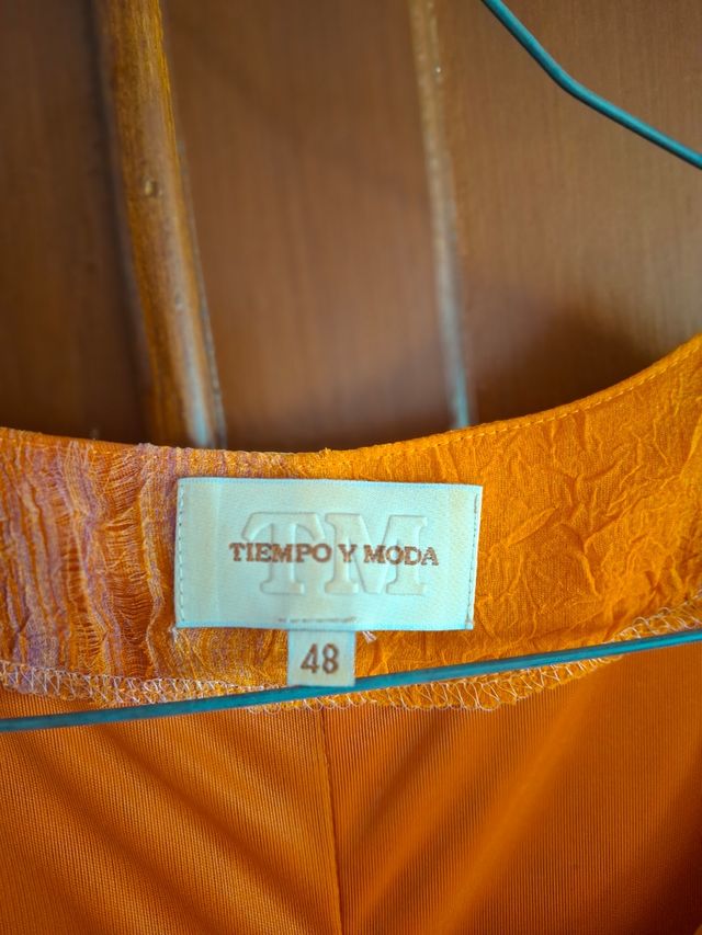 Vestido largo naranja y morado