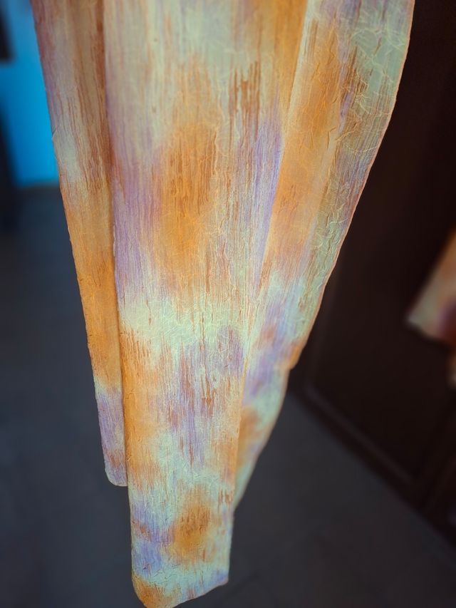 Vestido largo naranja y morado