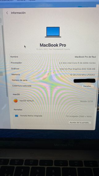 MacBook Pro 13" 2017 Gris Espacial