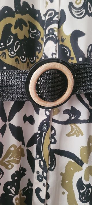 Vestido Zara estampado - Blanco, negro y verde