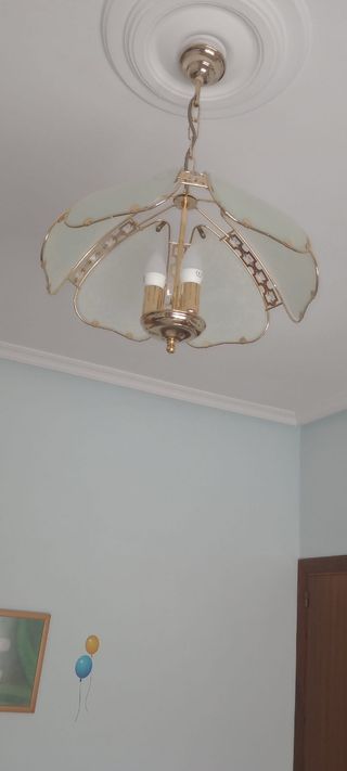 Lampara techo 3 luces dorada