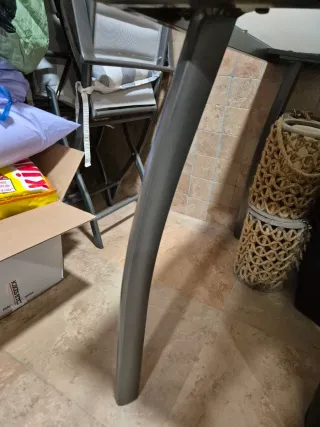 Mesa jardín exterior cristal y metal 100x180x75