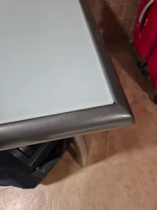 Mesa jardín exterior cristal y metal 100x180x75