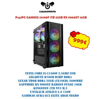 PepiPC GAMING 2k 13400F 1TB 32GB RX 9060XT 16GB
