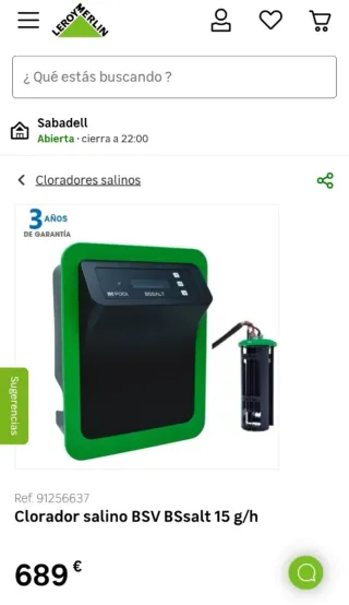 Clorador salino BsPool - 15gr/h depuradora piscina