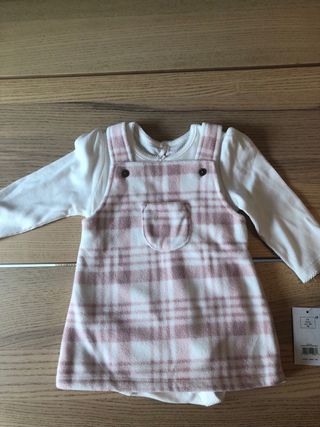 Vestido niña 3-6 meses - cuadros rosa