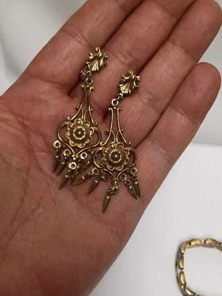 Pendientes Antiguos Artesanales,sello Fabricante 