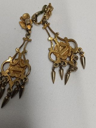 Pendientes Antiguos Artesanales,sello Fabricante 